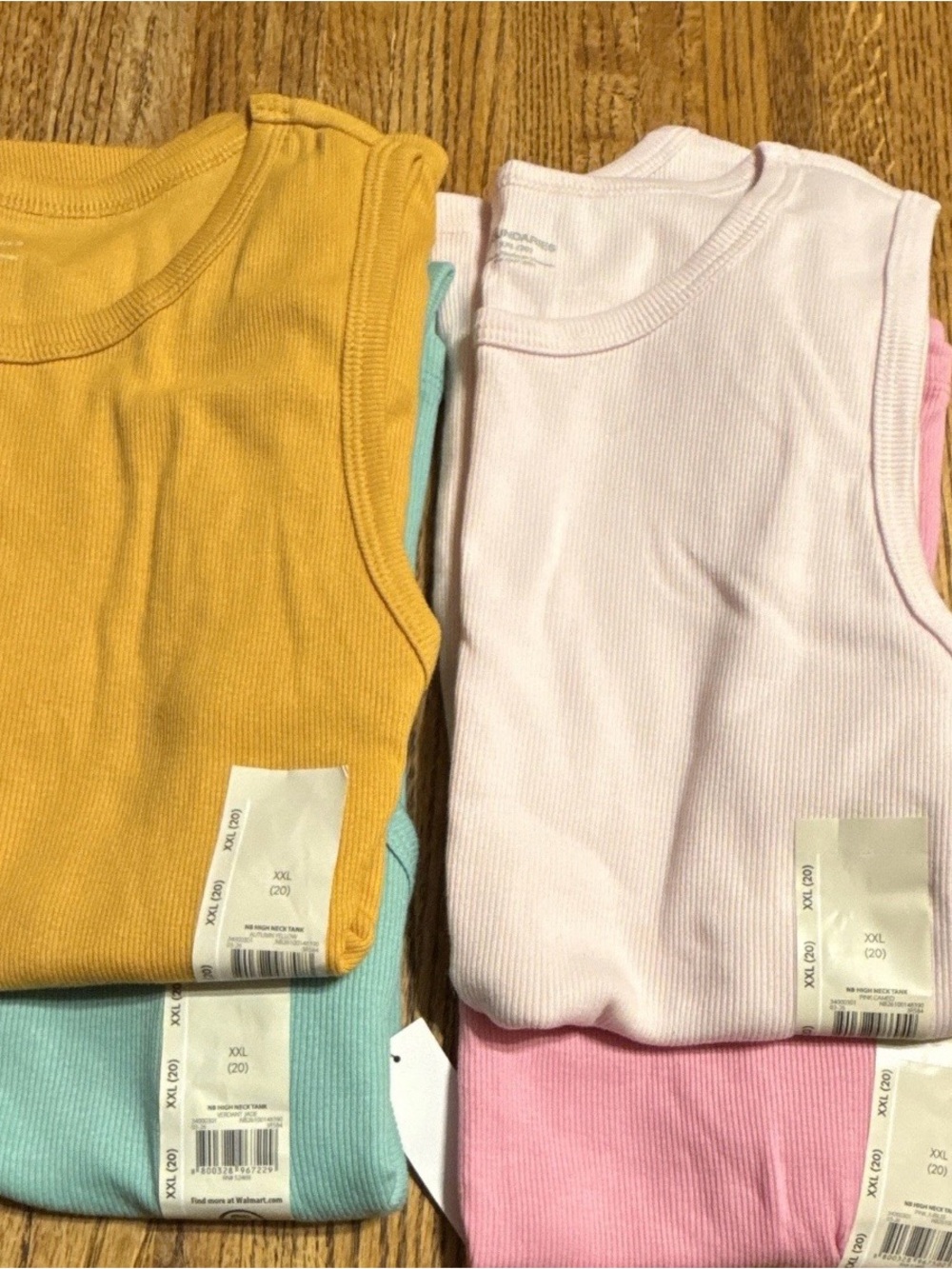 Women’s  Ribbed Tank Top Pack - Pastel autumn yellow, vibrant jade, pink cameo, - Picture 6 of 7